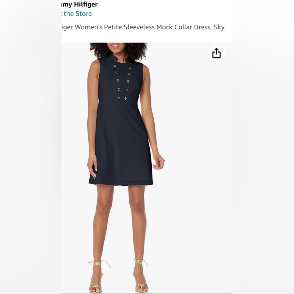 Tommy Hilfiger Navy blue midi dress with gold buttons  Size 8